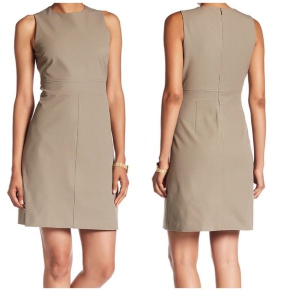 Theory Raneid NC Jetty Sheath Dress in Tan - Picture 1 of 11